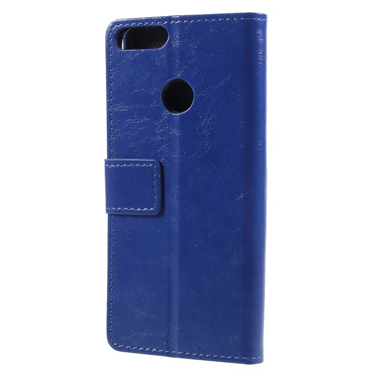 Crazy Horse PU Leather Card Holder Phone Casing for Huawei P Smart/Enjoy 7S - Blue-2