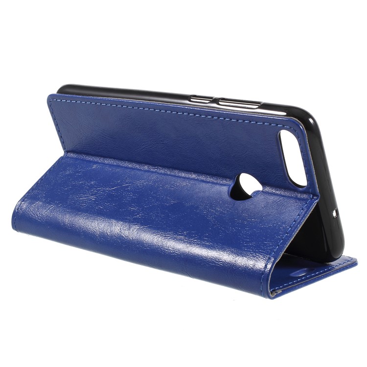 Crazy Horse PU Leather Card Holder Phone Casing for Huawei P Smart/Enjoy 7S - Blue-5