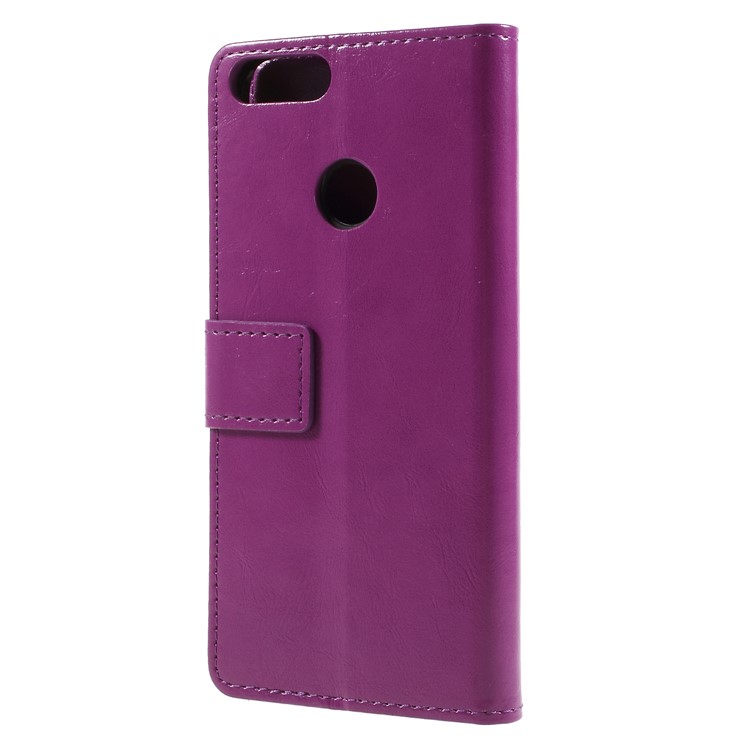 Crazy Horse PU Leather Stand Wallet Mobile Cover Shell for Huawei P Smart/Enjoy 7S - Purple-2