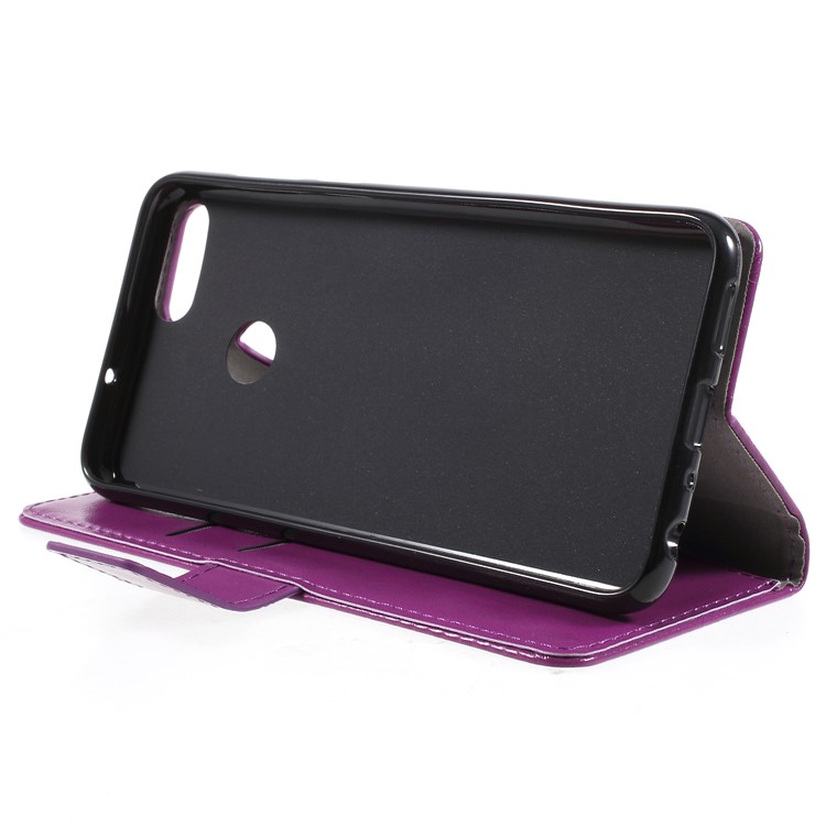 Crazy Horse PU Leather Stand Wallet Mobile Cover Shell for Huawei P Smart/Enjoy 7S - Purple-4