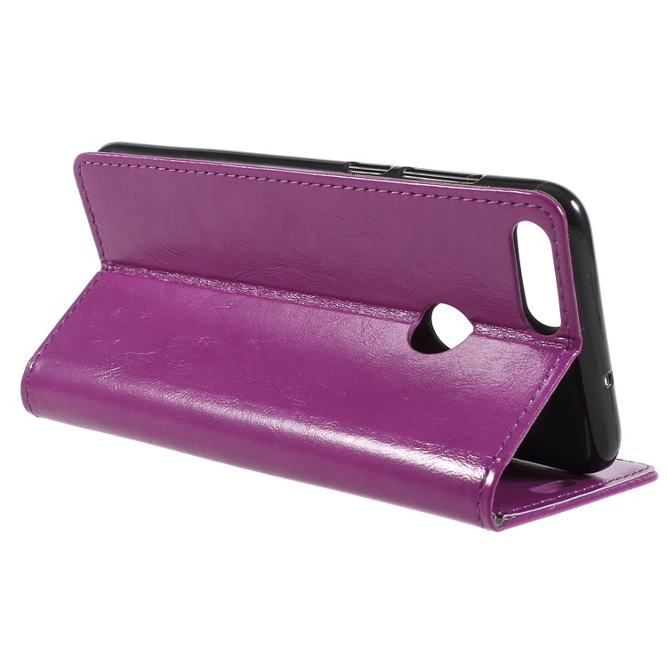 Crazy Horse PU Leather Stand Wallet Mobile Cover Shell for Huawei P Smart/Enjoy 7S - Purple-5