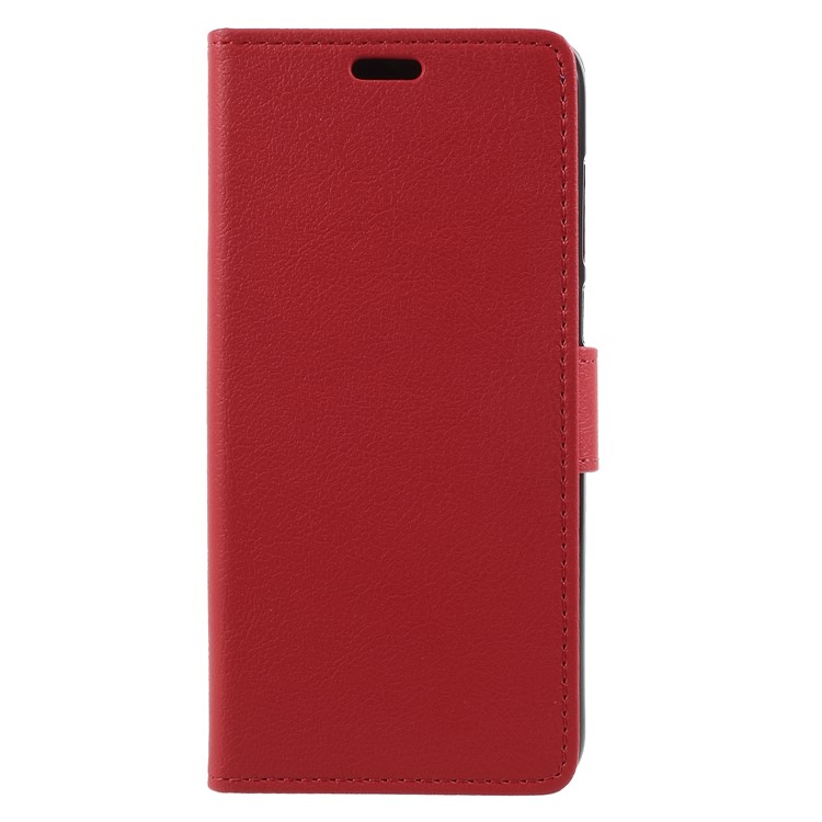 Textured Leather Wallet Stand Phone Case for Huawei P Smart / Enjoy 7S - Red-3