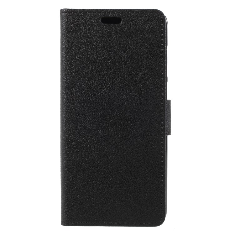Textured Leather Wallet Stand Phone Cover for Huawei P Smart / Enjoy 7S - Black-1