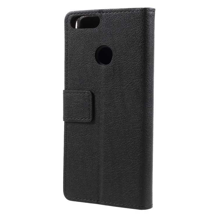 Textured Leather Wallet Stand Phone Cover for Huawei P Smart / Enjoy 7S - Black-2