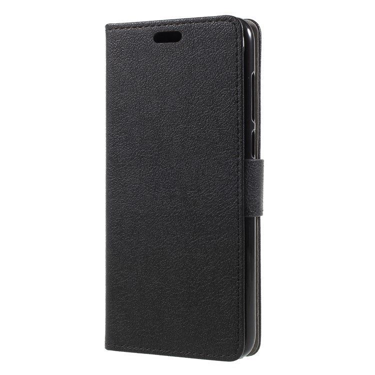 Textured Leather Wallet Stand Phone Cover for Huawei P Smart / Enjoy 7S - Black-3