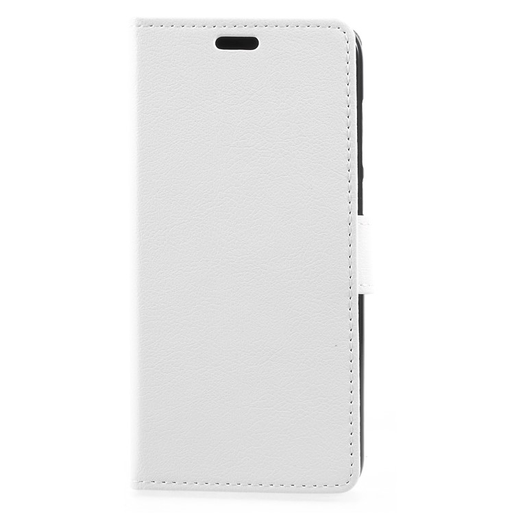 Textured Leather Wallet Stand Protective Case for Huawei P Smart / Enjoy 7S - White-1