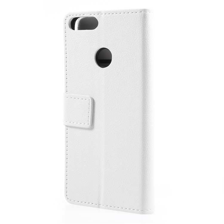 Textured Leather Wallet Stand Protective Case for Huawei P Smart / Enjoy 7S - White-2