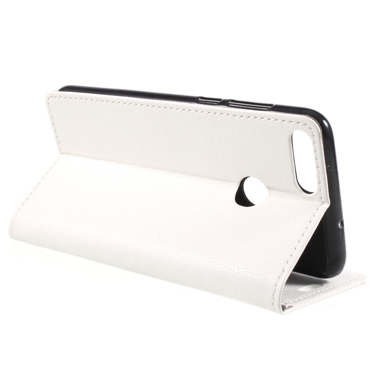 Textured Leather Wallet Stand Protective Case for Huawei P Smart / Enjoy 7S - White-5