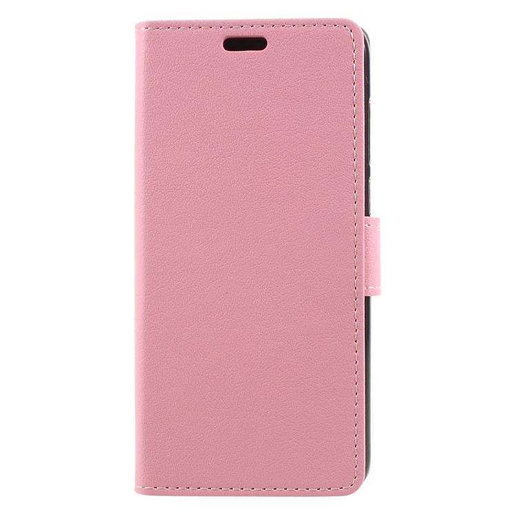 Textured Leather Wallet Stand Mobile Cover Shell for Huawei P Smart / Enjoy 7S - Pink-1