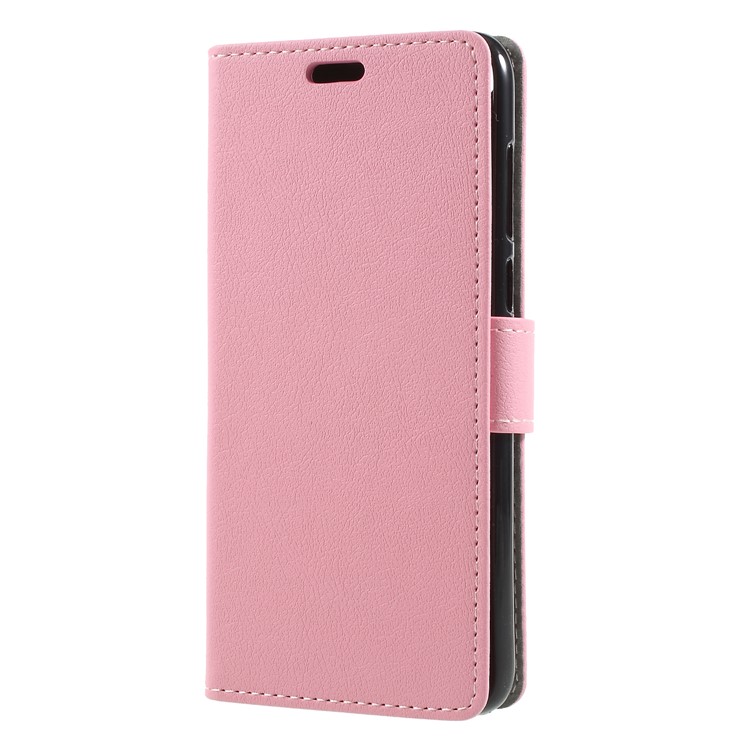 Textured Leather Wallet Stand Mobile Cover Shell for Huawei P Smart / Enjoy 7S - Pink-3