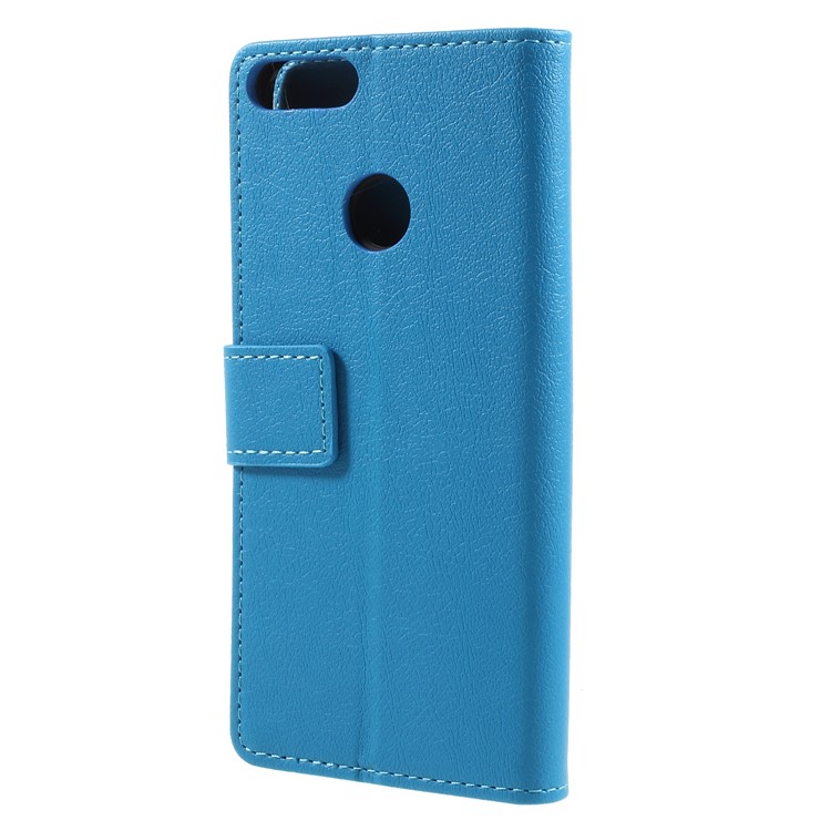 Textured Leather Wallet Stand Flip Magnetic Case for Huawei P Smart / Enjoy 7S - Blue-2