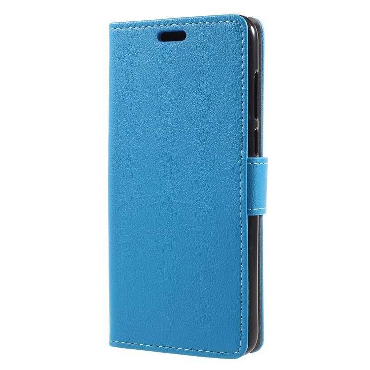 Textured Leather Wallet Stand Flip Magnetic Case for Huawei P Smart / Enjoy 7S - Blue-3