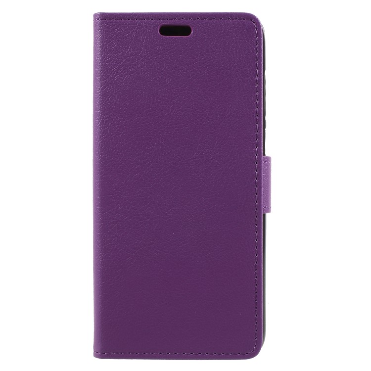 Textured Leather Wallet Cover Accessory with Stand for Huawei P Smart / Enjoy 7S - Purple-1