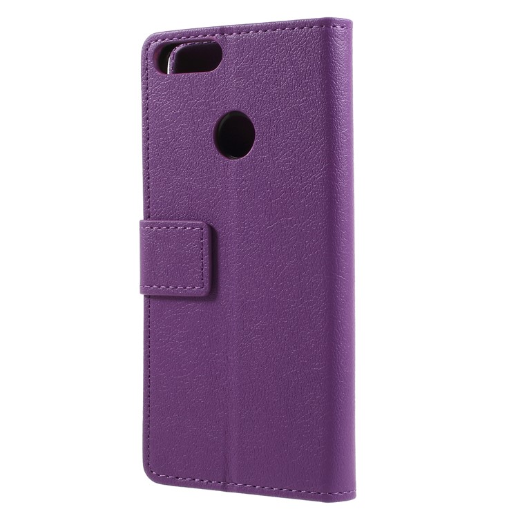 Textured Leather Wallet Cover Accessory with Stand for Huawei P Smart / Enjoy 7S - Purple-2
