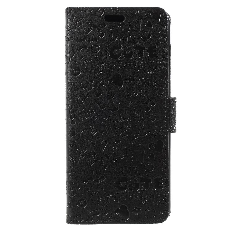 Cartoon Graffiti PU Leather Wallet Case with Stand for Huawei P Smart/Enjoy 7S - Black-3