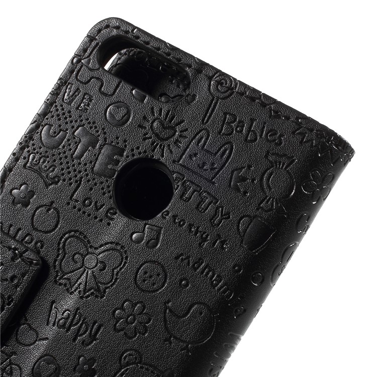 Cartoon Graffiti PU Leather Wallet Case with Stand for Huawei P Smart/Enjoy 7S - Black-8