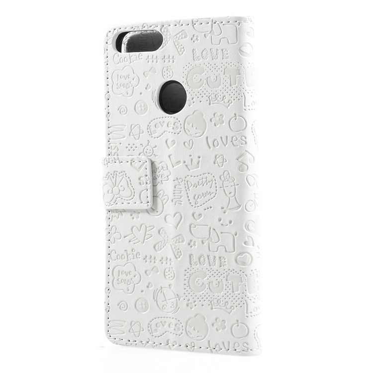 Cartoon Graffiti Wallet Stand Leather Case for Huawei P Smart/Enjoy 7S - White-2