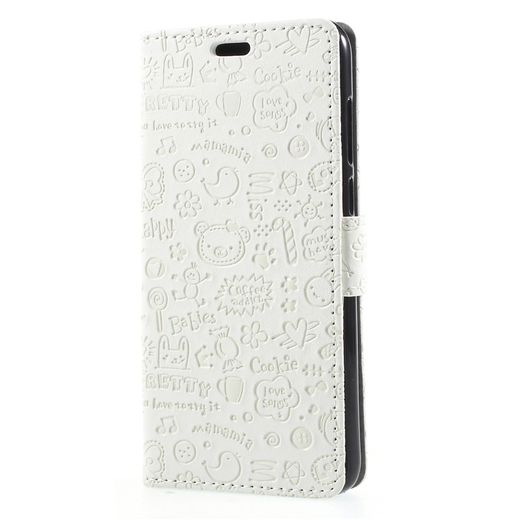 Cartoon Graffiti Wallet Stand Leather Case for Huawei P Smart/Enjoy 7S - White-3