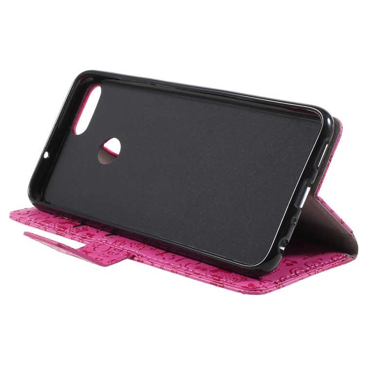 Cartoon Graffiti PU Leather Magnetic Wallet Phone Shell for Huawei P Smart/Enjoy 7S - Rose-4