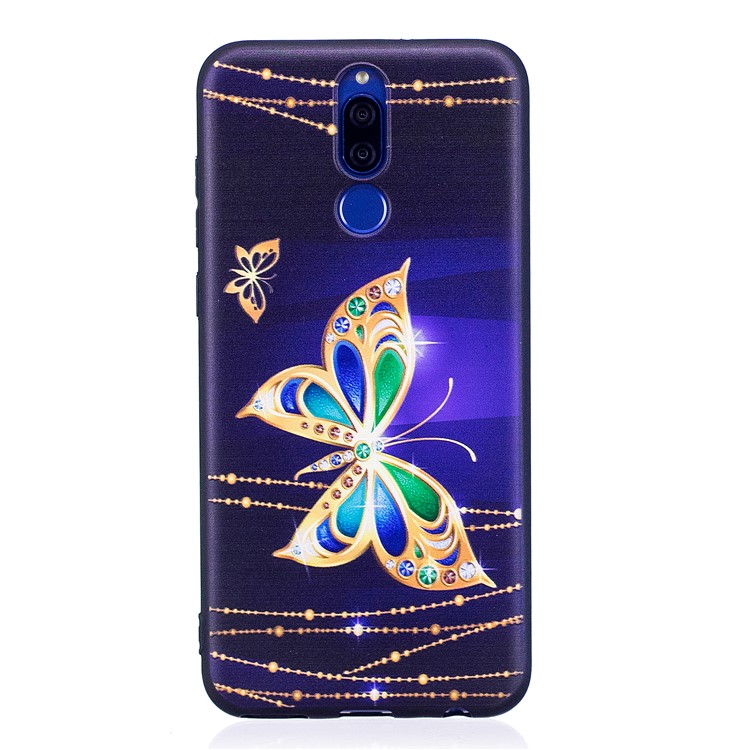 Custodia Protettiva In TPU Con Stampa In Rilievo Morbida Per Huawei Huawei Mate 10 Lite / nova 2i / Maimang 6 / Honor 9i (india) - Farfalla Di Decorazione Di Strass-2