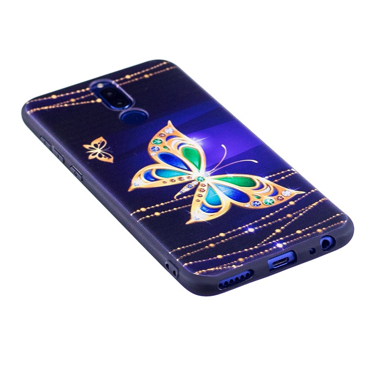 Custodia Protettiva In TPU Con Stampa In Rilievo Morbida Per Huawei Huawei Mate 10 Lite / nova 2i / Maimang 6 / Honor 9i (india) - Farfalla Di Decorazione Di Strass-3