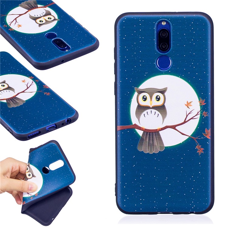 Soft Embossed Pattern Printing TPU Protective Shell for Huawei Mate 10 Lite / nova 2i / Maimang 6 / Honor 9i (India) - Owl on Branch-1