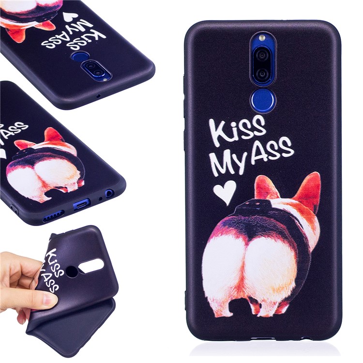 Soft Embossed Pattern Printing TPU Protective Casing for Huawei Mate 10 Lite / nova 2i / Maimang 6 / Honor 9i (India) - Kiss My Ass -1
