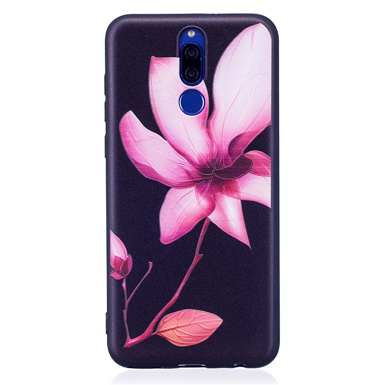 Impression Douce De Modèle En Relief TPU Couverture De Téléphone Cellulaire De Protection Pour Huawei Mate 10 Lite / nova 2i / Maimang 6 / Honneur 9i (Inde) - Fleur Rose-2