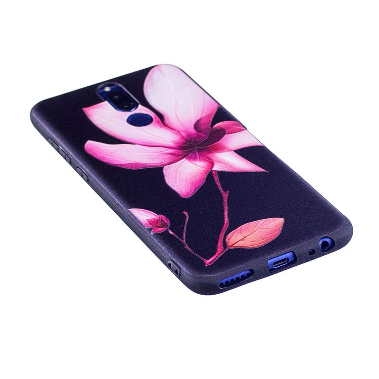 Impression Douce De Modèle En Relief TPU Couverture De Téléphone Cellulaire De Protection Pour Huawei Mate 10 Lite / nova 2i / Maimang 6 / Honneur 9i (Inde) - Fleur Rose-3