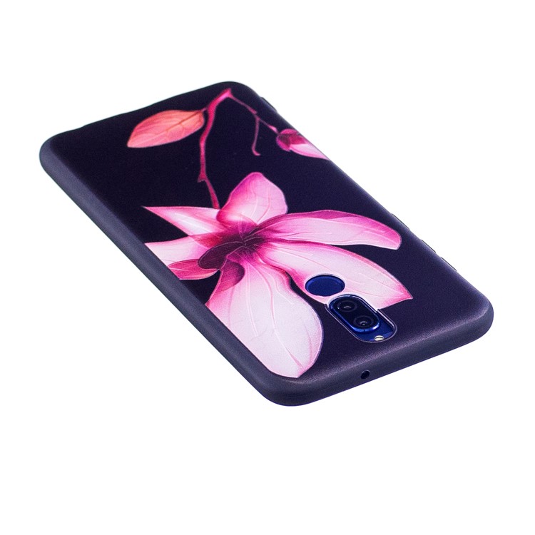 Impression Douce De Modèle En Relief TPU Couverture De Téléphone Cellulaire De Protection Pour Huawei Mate 10 Lite / nova 2i / Maimang 6 / Honneur 9i (Inde) - Fleur Rose-4