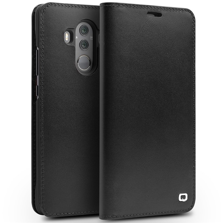QIALINO Classic Gen II Top Layer Cowhide Leather Wallet Case for Huawei Mate 10 Pro - Black-1