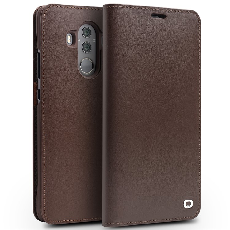 QIALINO Classic Gen II Top Layer Cowhide Leather Wallet Cover for Huawei Mate 10 Pro - Brown-1