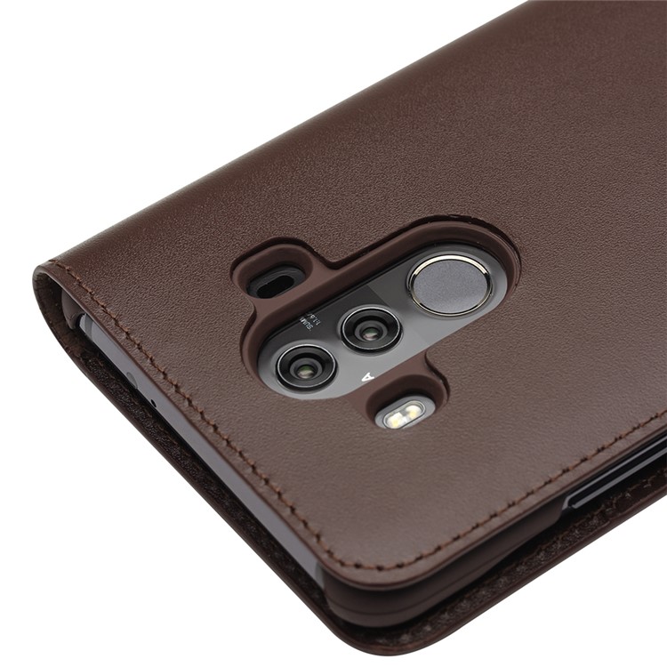 QIALINO Classic Gen II Top Layer Cowhide Leather Wallet Cover for Huawei Mate 10 Pro - Brown-5