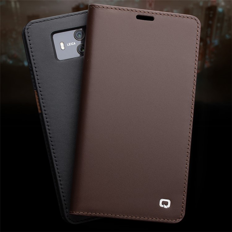 QIALINO Classic Gen II Top Layer Cowhide Leather Wallet Mobile Case for Huawei Mate 10 - Black-5