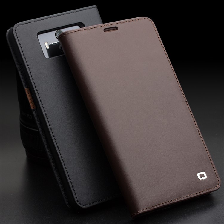 QIALINO Classic Gen II Top Layer Cowhide Leather Wallet Phone Cover for Huawei Mate 10 - Brown-6