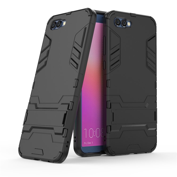 Cool Plastic TPU Kickstand Hybrid Case for Huawei Honor V10 / View 10 - Black-1