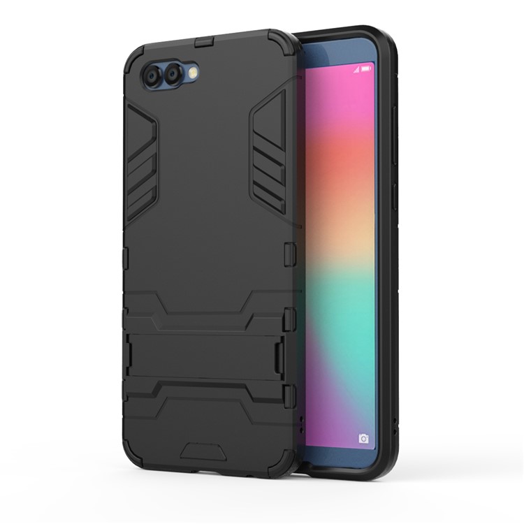 Cool Plastic TPU Kickstand Hybrid Case for Huawei Honor V10 / View 10 - Black-2