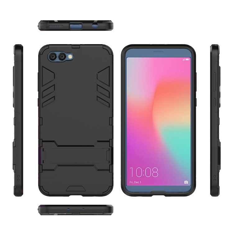 Cool Plastic TPU Kickstand Hybrid Case for Huawei Honor V10 / View 10 - Black-4