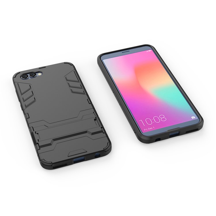 Caso Híbrido de Kickstand de Plástico Legal TPU Para Huawei Honor V10 / Ver 10 - Preto