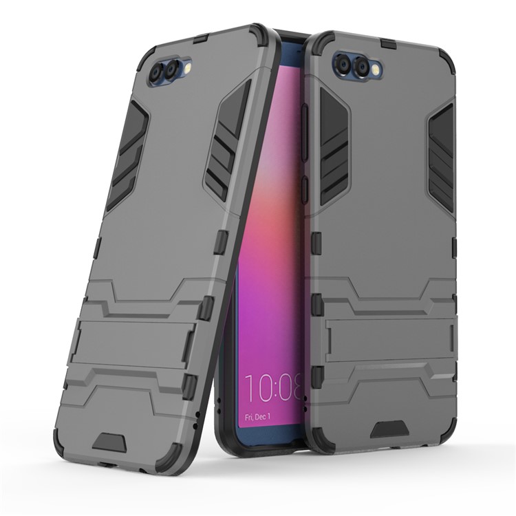 For Huawei Honor V10 / View 10 Cool PC+TPU Kickstand Hybrid Mobile Protection Back Case - Grey-1