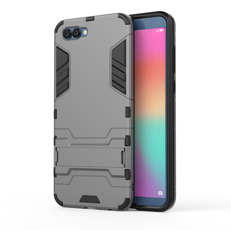 For Huawei Honor V10 / View 10 Cool PC+TPU Kickstand Hybrid Mobile Protection Back Case - Grey-2
