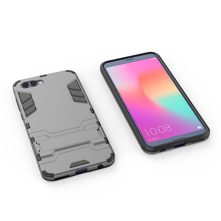 For Huawei Honor V10 / View 10 Cool PC+TPU Kickstand Hybrid Mobile Protection Back Case - Grey-5
