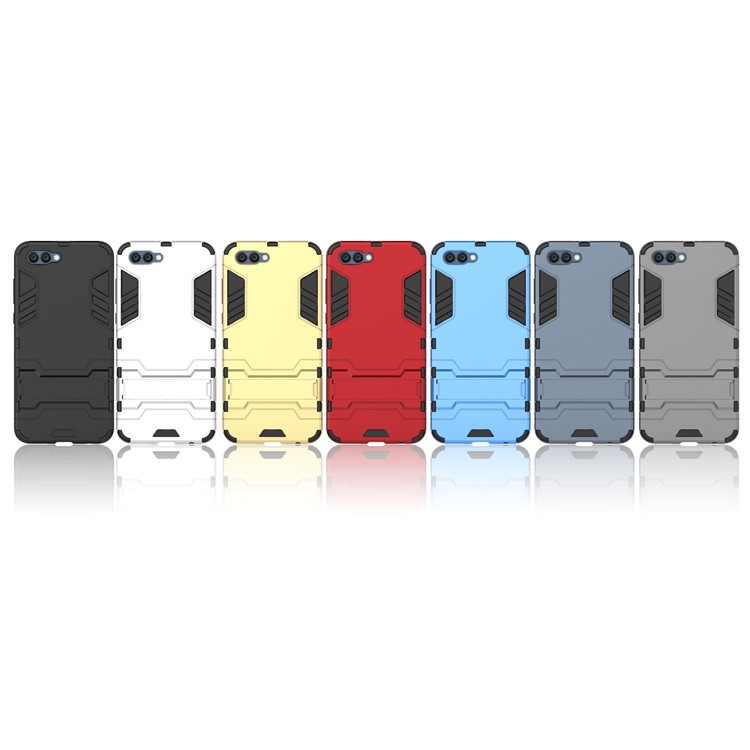 For Huawei Honor V10 / View 10 Cool PC+TPU Kickstand Hybrid Mobile Protection Back Case - Grey-7