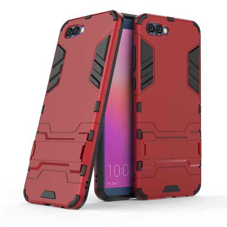 Para Huawei Honrar V10 / Veja 10 Capas De Capa Híbridas De Plástico TPU Kickstand Cool - Vermelho-1