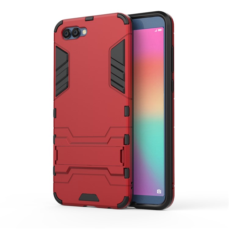 Para Huawei Honrar V10 / Veja 10 Capas De Capa Híbridas De Plástico TPU Kickstand Cool - Vermelho-2