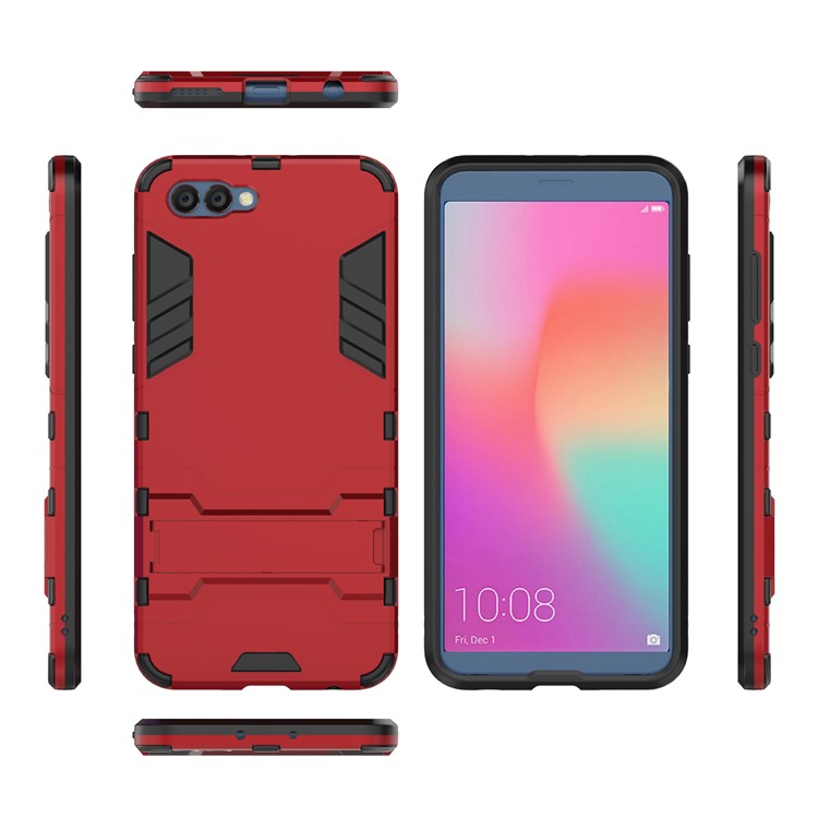 Para Huawei Honrar V10 / Veja 10 Capas De Capa Híbridas De Plástico TPU Kickstand Cool - Vermelho-3