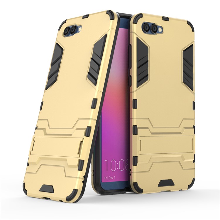 Cool Plastic TPU Kickstand Hybrid Case Accessory for Huawei Honor V10 / View 10 - Yellow-1