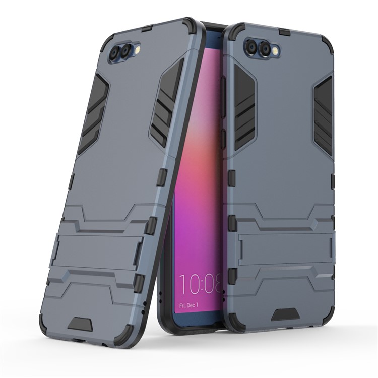 For Huawei Honor V10 / View 10 Cool PC+TPU Hybrid Protection Case Accessory with Kickstand - Dark Blue-1