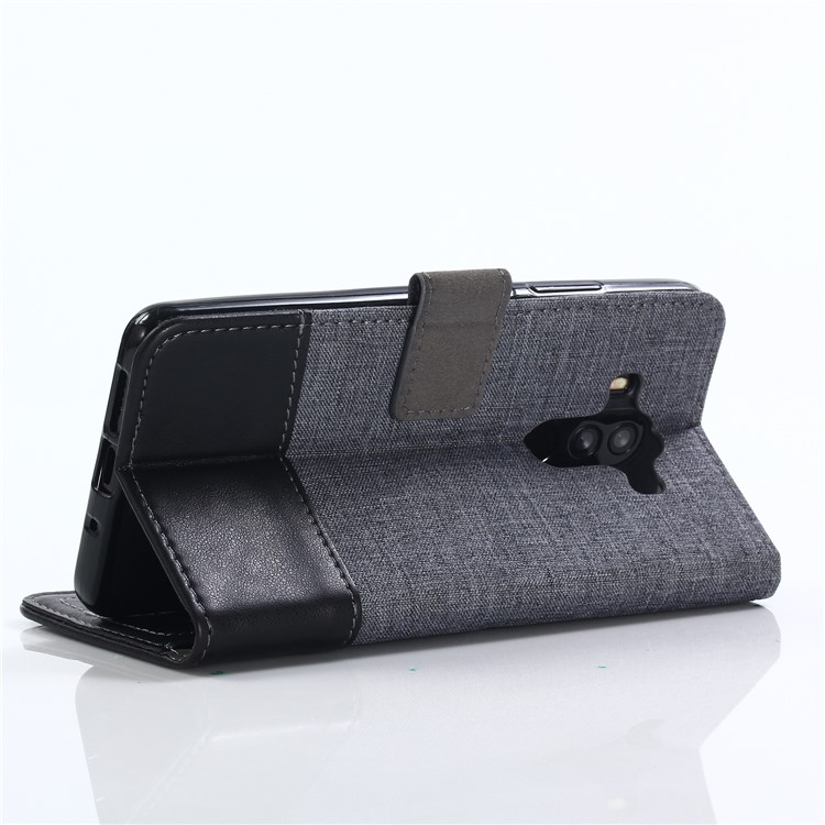 MUXMA Splicing PU Leather Canvas Wallet Phone Cover for Huawei Mate 10 Pro - Black-10