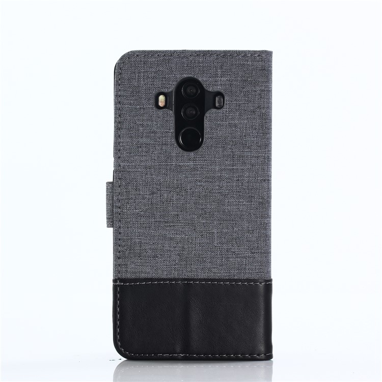 MUXMA Splicing PU Leather Canvas Carteira Tampa Para Huawei Mate 10 Pro - Preto